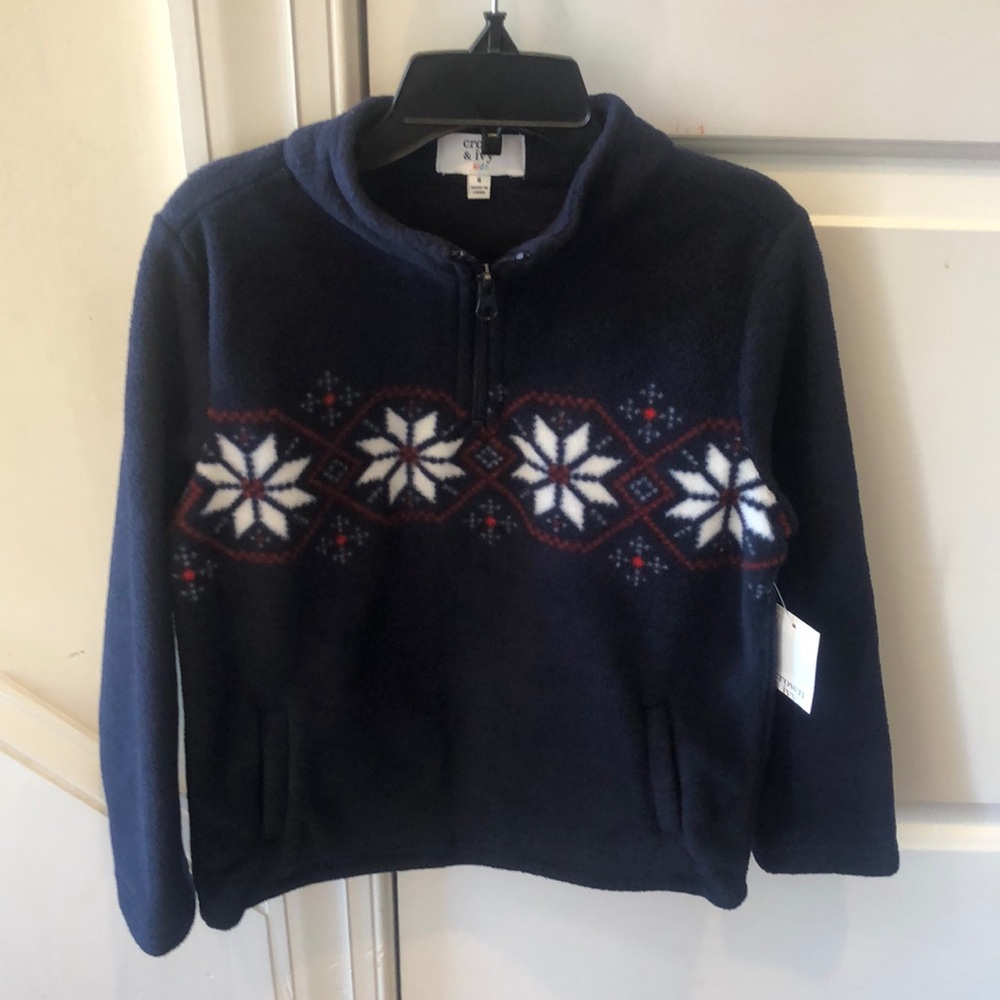 Crown & Ivy zip pullover, navy, boys size 6